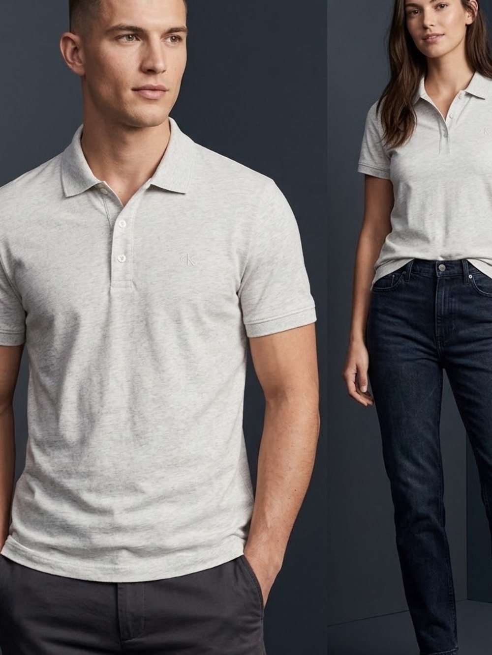 Calvin Klein Men's Size M Heather Gray Polo Shirt - Excellent Condition